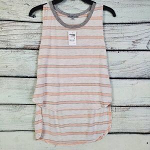 Charlotte Russe Women’s Sleeveless Striped Tank Top Gray Peach Size M NWT